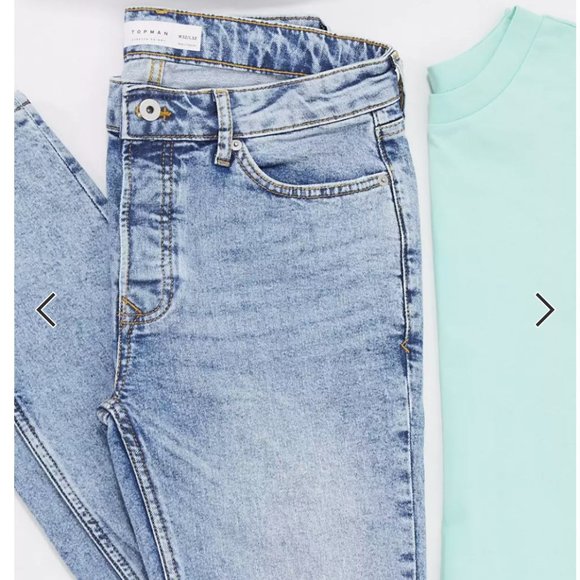 Topman | Organic Cotton Blend Stretch Skinny Jeans with Blowout Rips - Picture 3 of 4